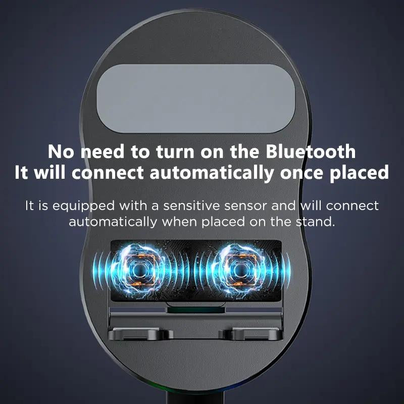 5-In-1 Wireless Bluetooth Speaker with Phone Holder | 3000Mah Portable Power Bank | USB Rechargeable | Adjustable Tablet Stand | Colorful LED Lights | Gift for Friends & Family"