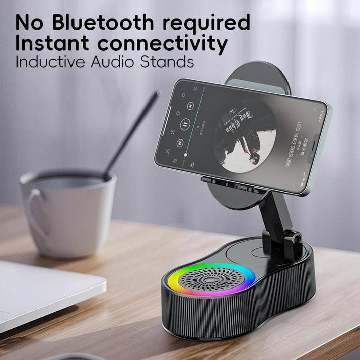 5-In-1 Wireless Bluetooth Speaker with Phone Holder | 3000Mah Portable Power Bank | USB Rechargeable | Adjustable Tablet Stand | Colorful LED Lights | Gift for Friends & Family"