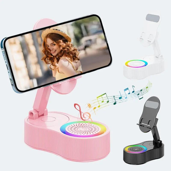 5-In-1 Wireless Bluetooth Speaker with Phone Holder | 3000Mah Portable Power Bank | USB Rechargeable | Adjustable Tablet Stand | Colorful LED Lights | Gift for Friends & Family