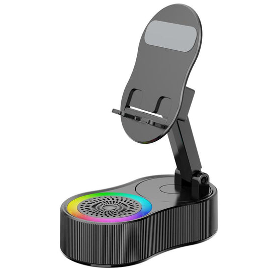 5-In-1 Wireless Bluetooth Speaker with Phone Holder | 3000Mah Portable Power Bank | USB Rechargeable | Adjustable Tablet Stand | Colorful LED Lights | Gift for Friends & Family"