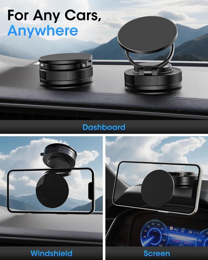 2025 Upgraded Magnetic Phone Holder for Car, for Magsafe Car Mount, Hands Free Suction Cup Cell Phone Holder Car Accessories Fit Iphone 16 Pro Max 15 14 13 12