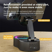 5-In-1 Wireless Bluetooth Speaker with Phone Holder | 3000Mah Portable Power Bank | USB Rechargeable | Adjustable Tablet Stand | Colorful LED Lights | Gift for Friends & Family"